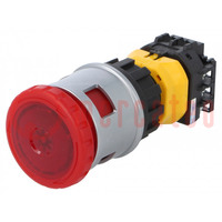 Switch: emergency stop; 30mm; Stabl.pos: 2; NC x3; red; LED; 24V