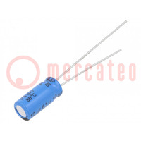 Capacitor: electrolytic; THT; 10uF; 63VDC; Ø5x11mm; Pitch: 2mm; ±20%