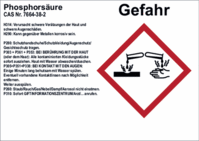 Gefahrstoffetikett Phosphorsäure - Gefahr, Rot/Schwarz, 7.4 x 10.5 cm, Weiß