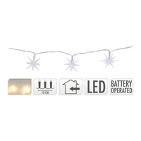 GUIRNALDA A PILAS FIJA 10 LEDS ESTRELLAS DECORATIVAS Ø 45mm LUZ BLANCO FRIO 1m