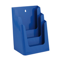 3-fach Prospekthalter DIN A4 / Tischprospektständer / Prospektaufsteller / Mehrfachständer / Flyerhalter | niebieski, zbliżony do RAL 5005
