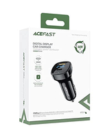 ACEFAST CAR CHARGER B4, 66W, USB-C + USB, WITH DISPLAY (BLACK)