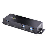 StarTech.com 7-Port Industriële USB Hub met Power Adapter, 10Gbps, Metaal, Monteerbaar, 5x USB-A en 2x USB-C Downstream Poorten, ESD Bescherming, Gevoede USB Hub, TAA