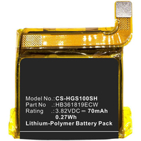CoreParts MBXSW-BA051 viselhető okoseszköz Akkumulátor Fekete, Arany