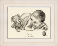 Counted Cross Stitch Kit: Birth Record: Baby with Teddy