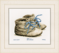 Counted Cross Stitch Kit: Birth Record: Baby Shoes