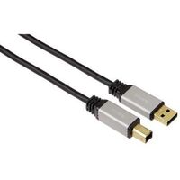 USB 2.0 Kabel A-B 5,0m Sort Metal Guldbelagt PC