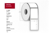 Label 102x152, Core 19, Direct Thermal, White uncoated paper, Permanent, Diameter 55 mm, 85 labels per roll, 16 rolls per box Druckeretiketten