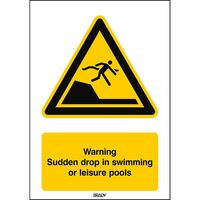 ISO Safety Sign - Warning , Sudden drop in swimming or ,