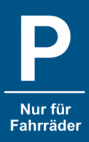 Parkplatzschild - P, Nur für Fahrräder, Weiß/Blau, 40 x 25 cm, Kunststoff