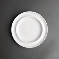 Olympia Heritage Plates in White - Porcelain with Raised Rim - 203mm - 4 Pack