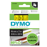 Nastro D1 458080 - 19 mm x 7 mt - nero/giallo - Dymo