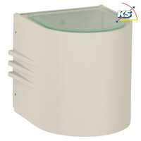 LED Außenwand-Strahler Typ Nr. 2308 - 2-seitig, breit/breit, Rund, IP44, 230V AC/DC, 6W 3000K 660lm, Borosilikatglas, Silber