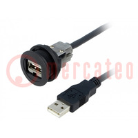 USB socket; 22mm; har-port; -25÷70°C; Ø22.3mm; IP20; black