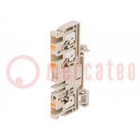 Splice terminal: rail; 4mm2; ways: 1; terminals: 3; beige; wemid