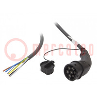 Cable: eMobility; 1x0.5mm2,5x6mm2; 480V; 22kW; IP44; wires,Type 2