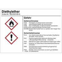 Gefahrstoffetiketten zur Behälterkennzeichnung, Folie, 10,5 x 7,4 Version: 07 - G007: Diethylether
