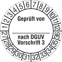 Prüfplakette, Geprüft von_ nach DGUV Vorschrift 3, 500 Stück/Rolle,3,0 cm, 20-25 Version: 27-36 - Prüfplakette 2027-2036