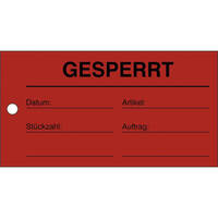 Qualitätskennzeichnung, Text: Gesperrt, Folie, Farbe: rot, VE = 25St., 9,0 x 4,8