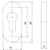 Skizze zu OGRO Rosette PREMIUM 6679 - PZ, 31 x 69 x 9 mm, Edelstahl matt