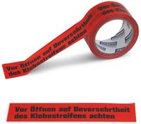 PVC-Packband_Warndruck-Klebeband_Vor Oeffnen_schwarz_auf_rot_50mmx66m