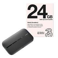 Three 5 x 24GB Trio Pay As You Go Mobile Broadband SIM Cards with 1/2 Price Huawei E5783 4G+ MiFi Mobile Broadband Router