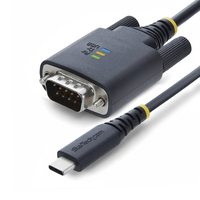 StarTech.com 2m USB-C naar Serieel Adapter Kabel, COM Retentie, FTDI Chipset, USB Type-C naar DB9 RS232 Male, Status LEDs, Verwisselbare DB9 Schroeven en Moeren