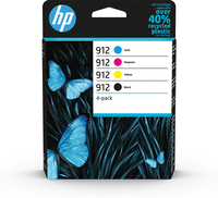 HP 912 4-pack originele inktcartridges, cyaan/magenta/geel