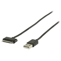 Nedis VLMB39100B20 cable de teléfono móvil Negro 2 m USB A Apple 30-pin