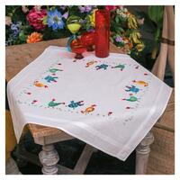 Embroidery Kit: Tablecloth: Colourful Chickens