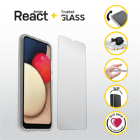 OtterBox React + Trusted Glass Samsung Galaxy A02s - clear - Custodia + in Vetro Temperato, Transparente