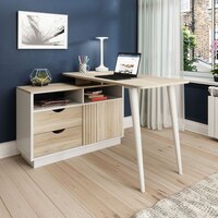 Bridge L-Shaped Home Office Desk W1200 x D550 x H750mm Sonoma Oak - 7700006 -