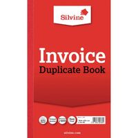 Silvine 210x127mm Duplicate Invoice Book Carbon Ruled 1-100 Taped Cloth (Pack 6)