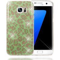 NALIA Custodia compatibile con Samsung Galaxy S7 Edge, Glitter Leopardo Copertura in Silicone Protezione Sottile Cellulare Cover Case Protettiva Scintillio Telefono Bumper - Verde