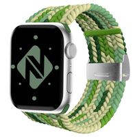 NALIA Fabric Bracelet Braided Smart Watch Strap compatible with Apple Watch Strap SE & Series 8/7/6/5/4/3/2/1, 38mm 40mm 41mm, iWatch Band Wrist Strap, Men & Women Faded Green