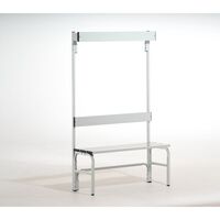 Changing room bench with aluminium slats