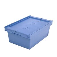 Reusable stacking container with folding lid