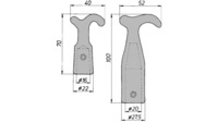 Stockhaken, Aluminium Innen-ø 20 mm