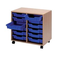 Jemini Mobile Storage Unit 12 Tray 710x495x650mm Beech KF72339