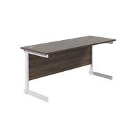 Jemini Single Rectangular Desk 1800x600x730mm Dark Walnut/White KF800878