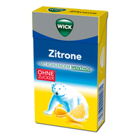 Wick Zitrone & Menthol ohne Zucker, Hals-Bonbon, 46g Packung