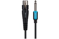 XLR Female Connector to 1/4" 6.35mm 2 Pole Jack Plug Cable - Black, 3m