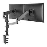 Dual Swing Arm Desk PC Monitor Mount Extra Height Gas Spring 17''- 32'' VESA Max