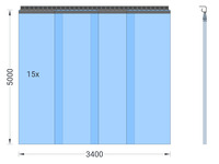 Foto 1 von PVC-Streifenvorhang, Lamellen 400 x 4 mm transparent, Höhe 5,00 m, Breite 4,30 m (3,75 m), Edelstahl