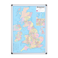 Bi-Office British Isles Administrative Map Board, Magnetic, Aluminium Frame, 120 x 90 cm Main Image