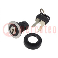 Switch: rotary with ID-key; 22mm; Stabl.pos: 2; IP65; Pos: 2