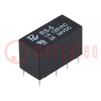 Relay: electromagnetic; DPDT; Ucoil: 5VDC; Icontacts max: 2A; PCB