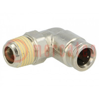 Push-in fitting; angled; nickel plated brass; Thread: BSP 1/4"