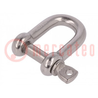 Dee shackle; acid resistant steel A4; for rope; 7mm