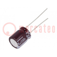 Capacitor: electrolytic; THT; 18uF; 200VDC; Ø10x12.5mm; Pitch: 5mm